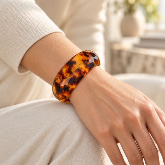 Faceted Tortoiseshell Resin Bangle