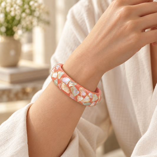 Shell Mosaic Resin Bangle
