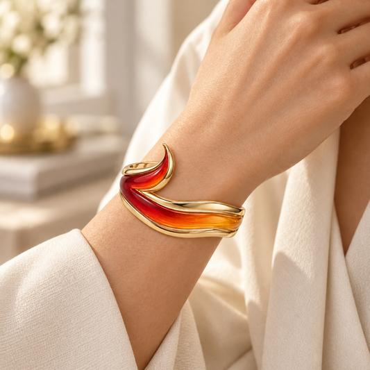Sculpted Enamel Open Cuff