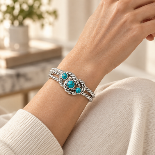 Turquoise-Style Rope Knot Cuff