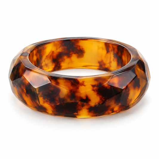 Faceted Tortoiseshell Resin Bangle