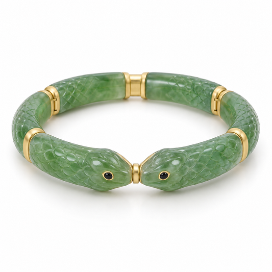 Carved Serpent Hinged Bangle