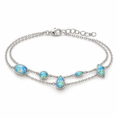 Double-Strand Opal-Style Charm Bracelet