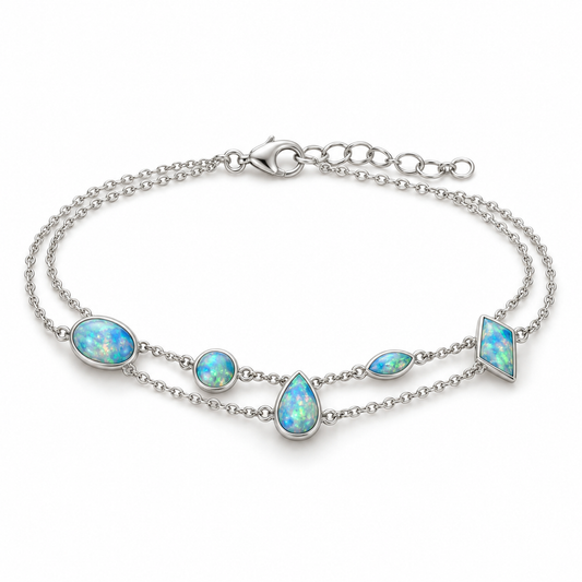Double-Strand Opal-Style Charm Bracelet