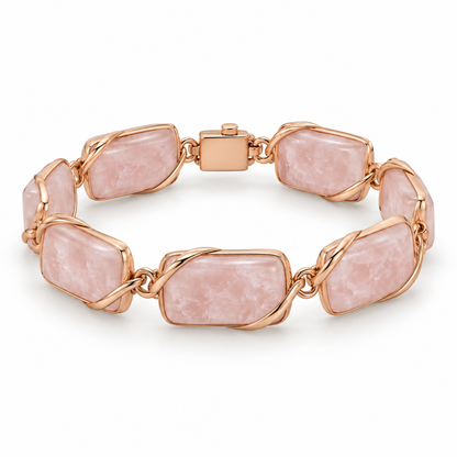 Rose Quartz-Style Linked Bracelet