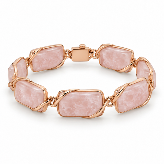 Rose Quartz-Style Linked Bracelet
