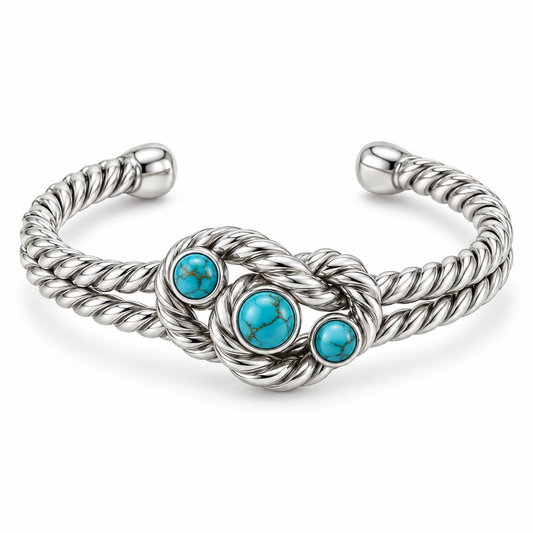 Turquoise-Style Rope Knot Cuff