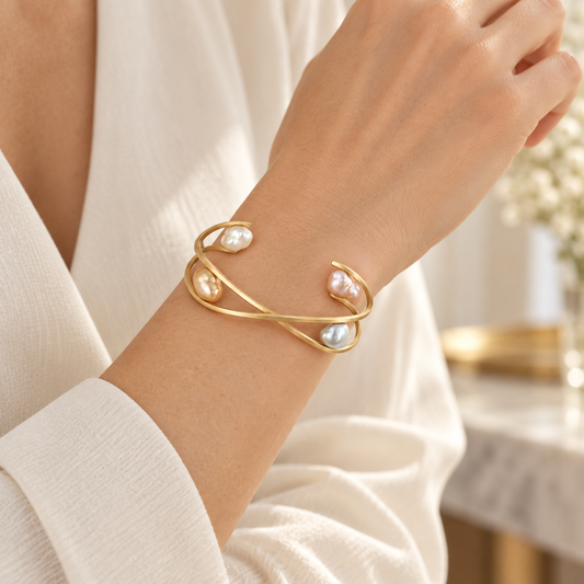 Baroque Pearl-Style Open Cuff