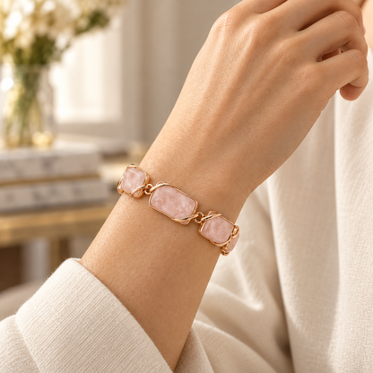 Rose Quartz-Style Linked Bracelet