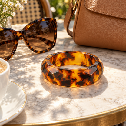 Faceted Tortoiseshell Resin Bangle