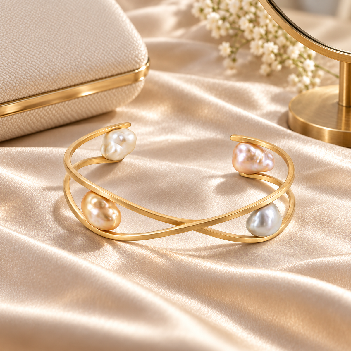 Baroque Pearl-Style Open Cuff