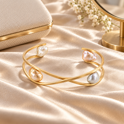 Baroque Pearl-Style Open Cuff