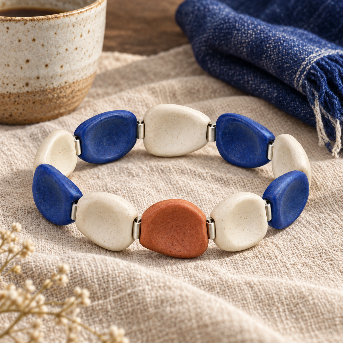 Ceramic Pebble Stretch Bracelet