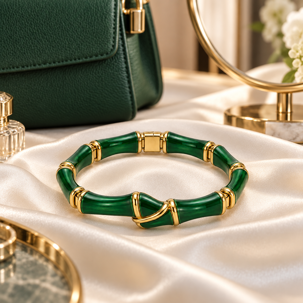 Bamboo-Inspired Hinged Bracelet