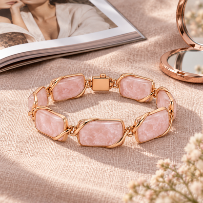 Rose Quartz-Style Linked Bracelet