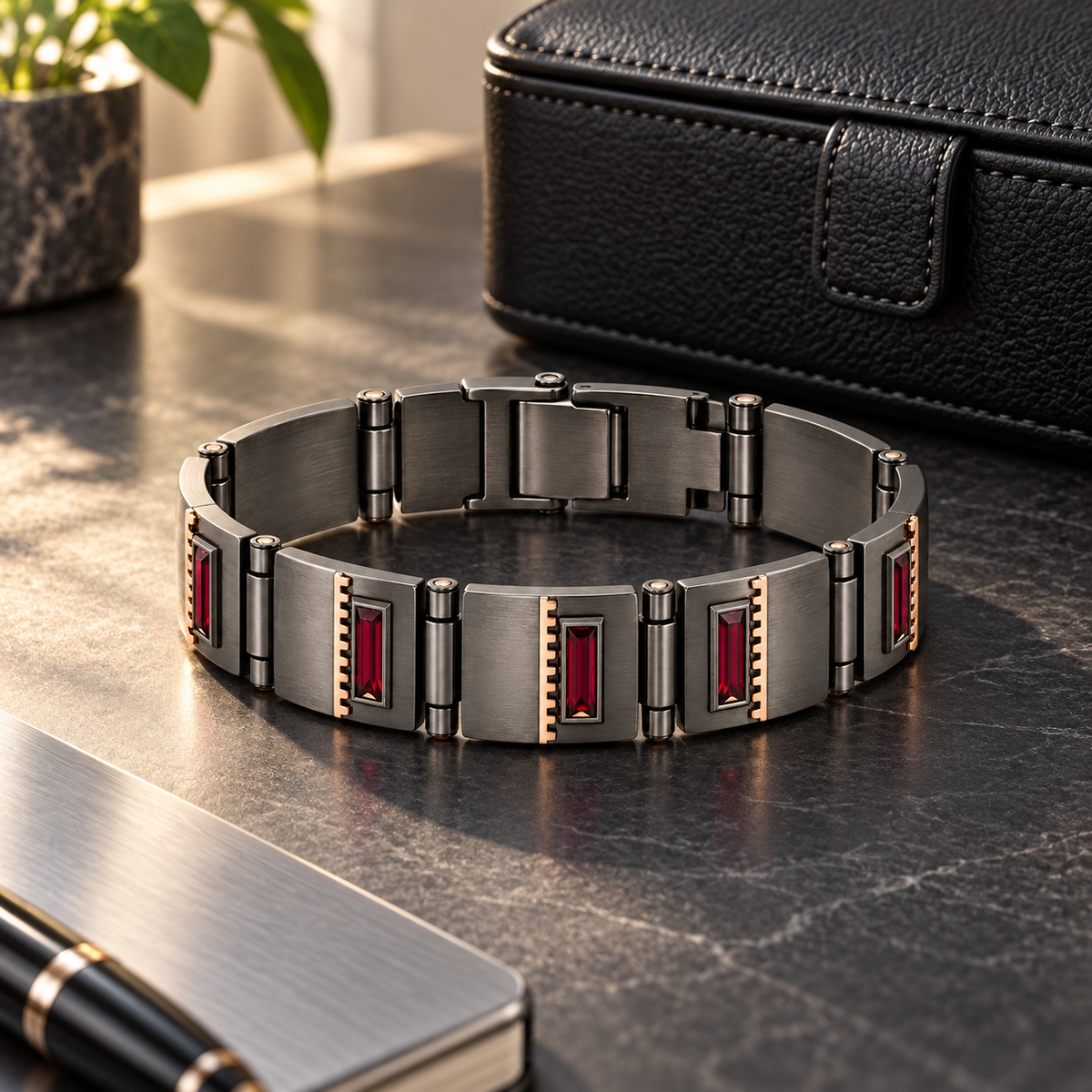 Ruby-Style Mechanical Link Bracelet