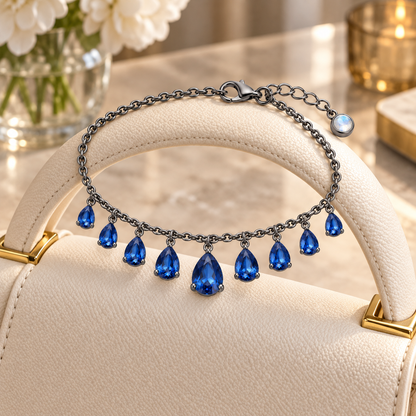 Teardrop Crystal Charm Bracelet