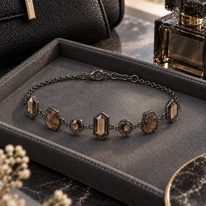 Smoky Crystal Chain Bracelet