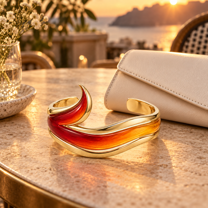 Sculpted Enamel Open Cuff