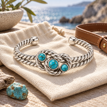 Turquoise-Style Rope Knot Cuff