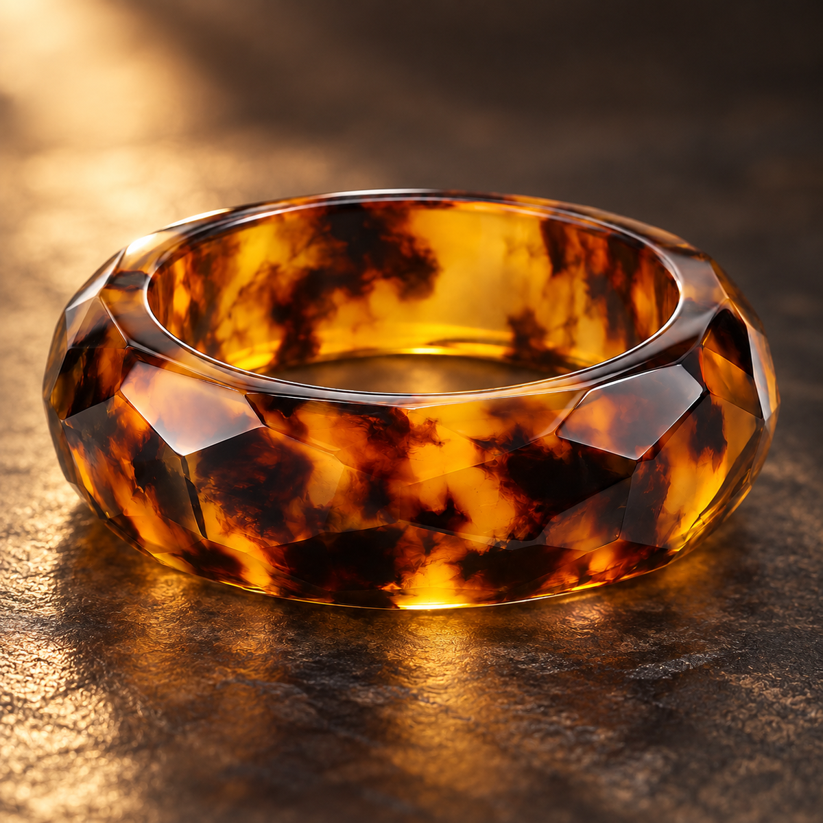 Faceted Tortoiseshell Resin Bangle