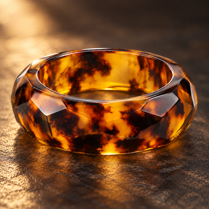 Faceted Tortoiseshell Resin Bangle