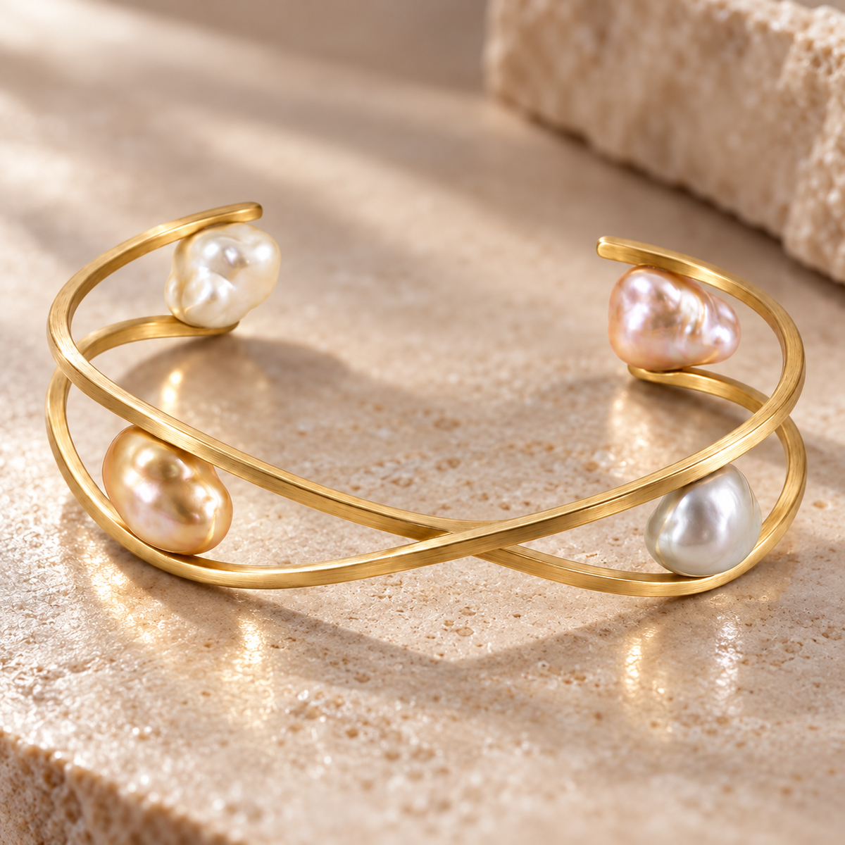 Baroque Pearl-Style Open Cuff