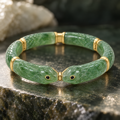 Carved Serpent Hinged Bangle