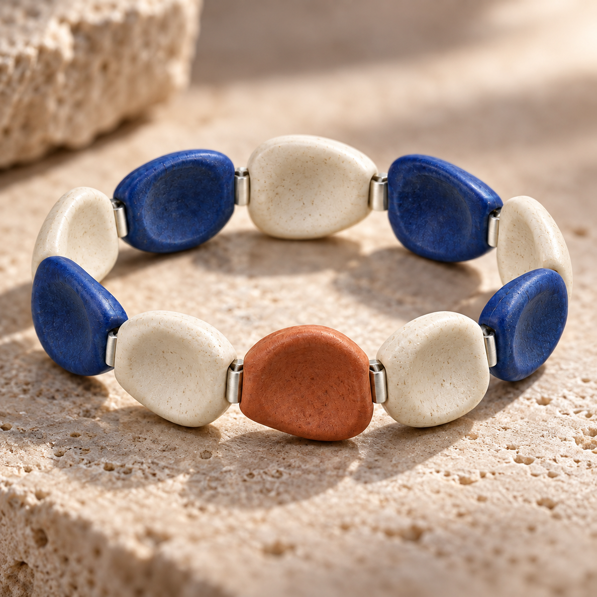 Ceramic Pebble Stretch Bracelet