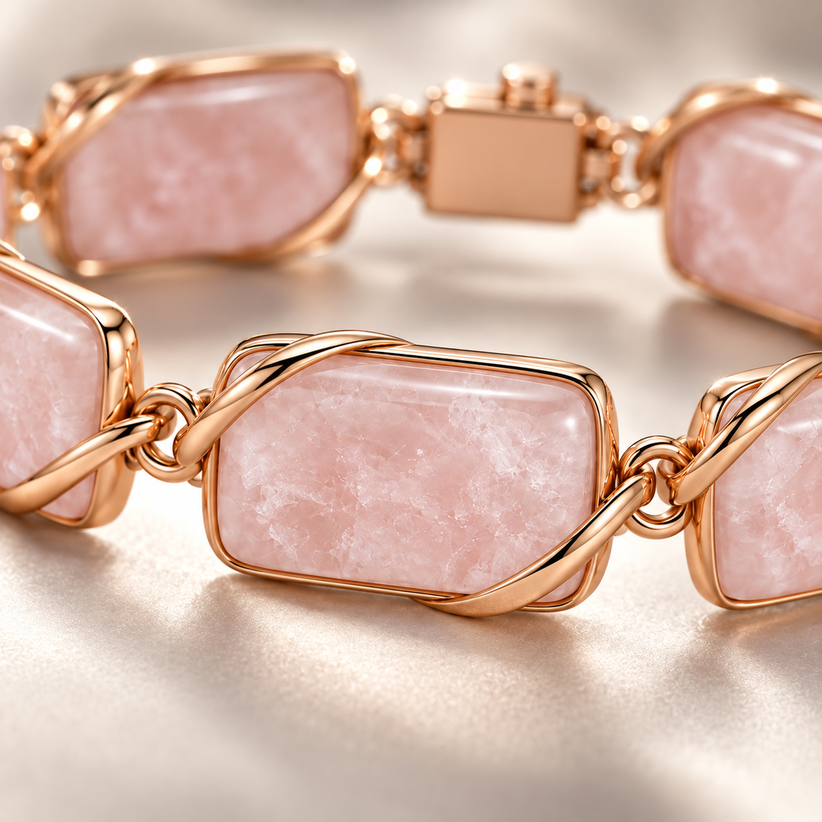 Rose Quartz-Style Linked Bracelet