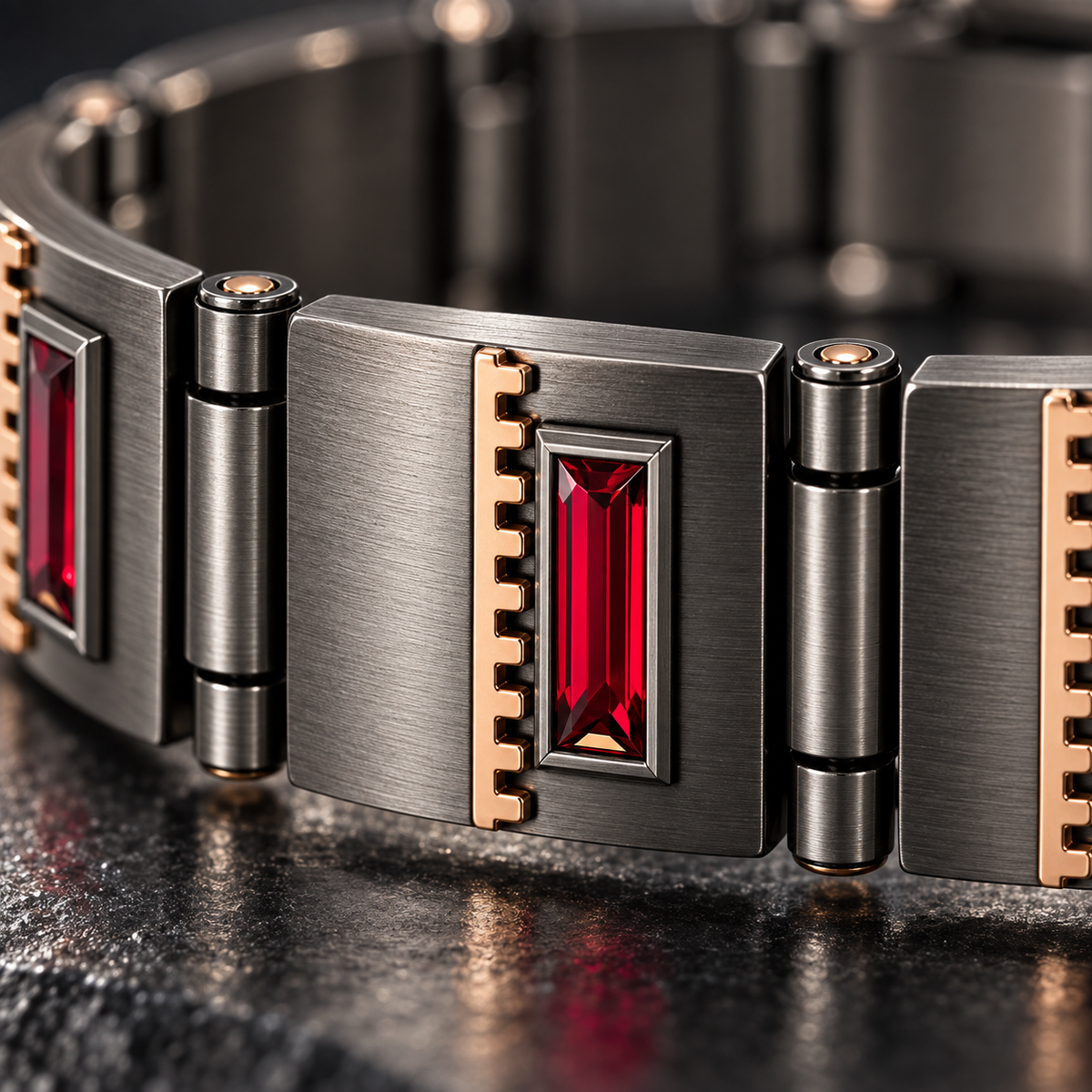 Ruby-Style Mechanical Link Bracelet