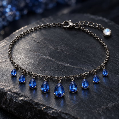 Teardrop Crystal Charm Bracelet