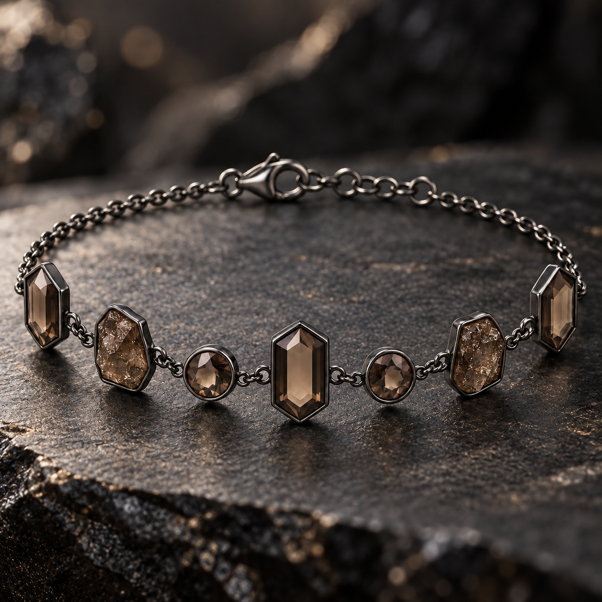 Smoky Crystal Chain Bracelet