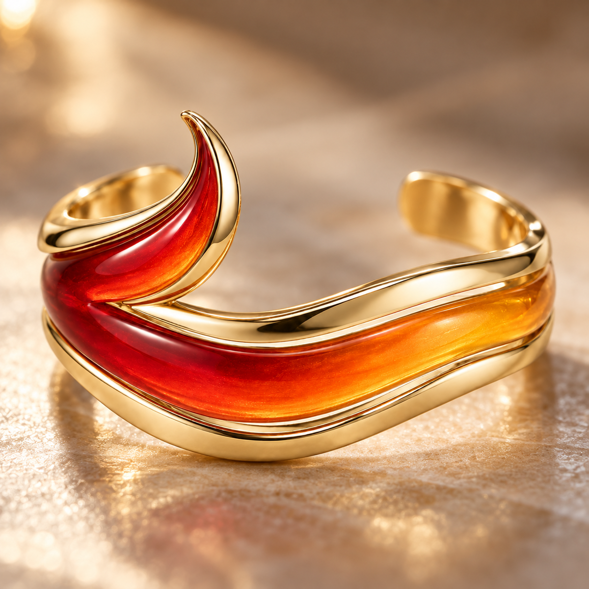 Sculpted Enamel Open Cuff