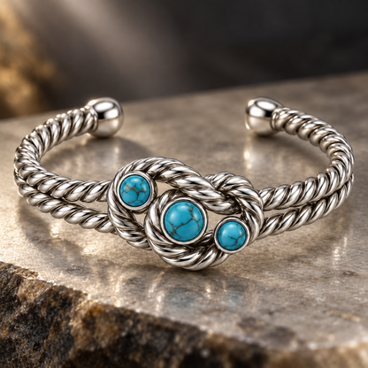 Turquoise-Style Rope Knot Cuff