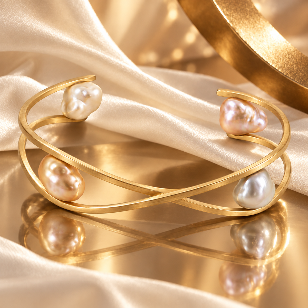 Baroque Pearl-Style Open Cuff