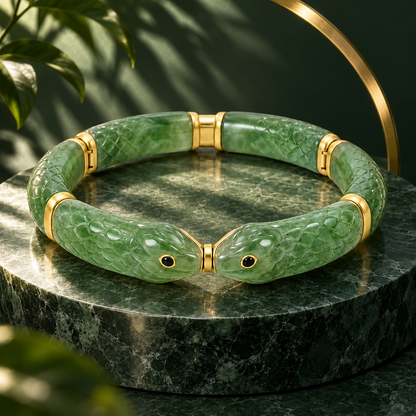 Carved Serpent Hinged Bangle