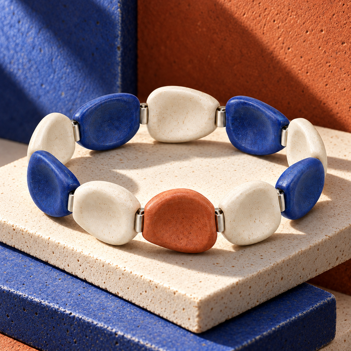 Ceramic Pebble Stretch Bracelet