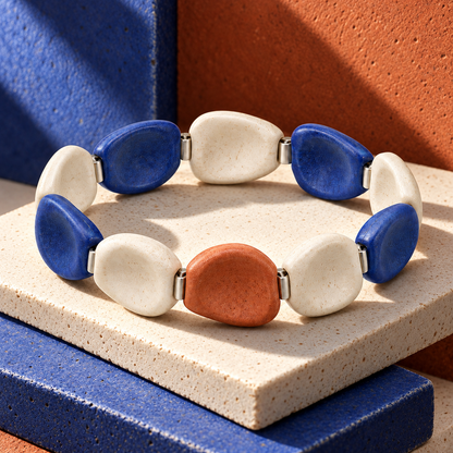 Ceramic Pebble Stretch Bracelet