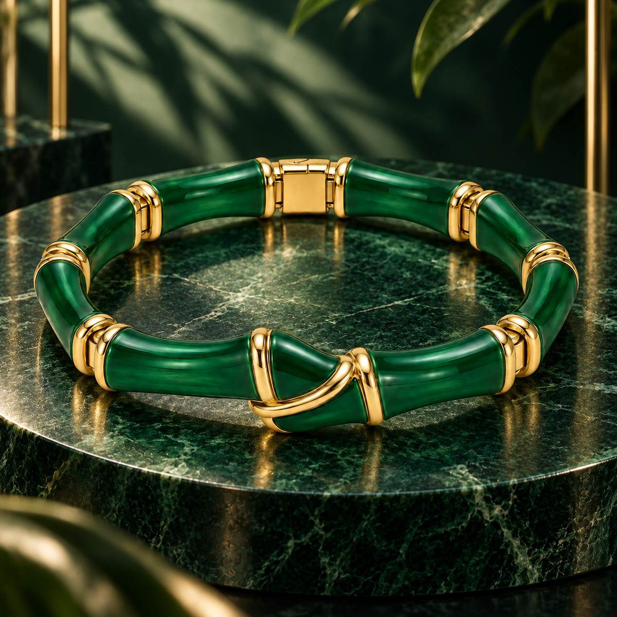 Bamboo-Inspired Hinged Bracelet