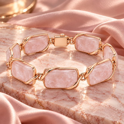 Rose Quartz-Style Linked Bracelet