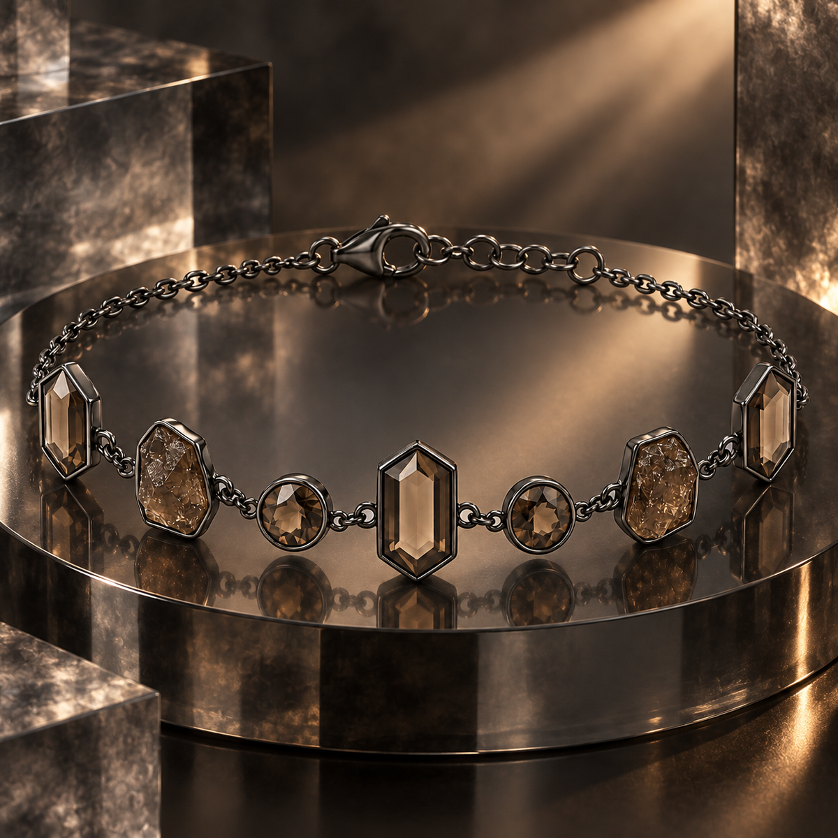Smoky Crystal Chain Bracelet